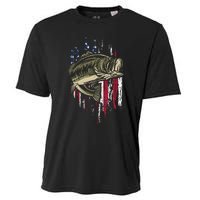 Bass Fishing American Flag 4th Of July Gift For Fisherman Cooling Performance Crew T-Shirt