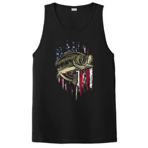 Bass Fishing American Flag 4th Of July Gift For Fisherman PosiCharge Competitor Tank