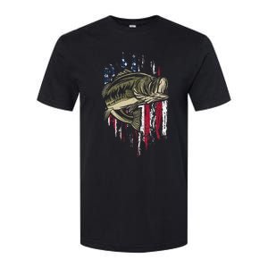 Bass Fishing American Flag 4th Of July Gift For Fisherman Softstyle CVC T-Shirt