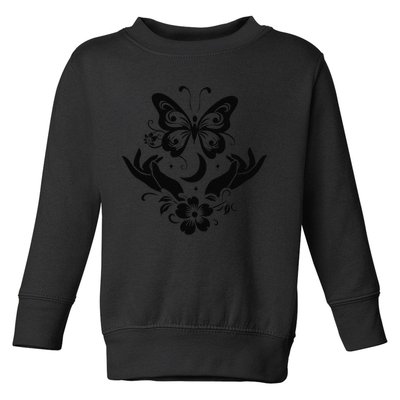 Butterfly flower and Moon Nice Graphic for everyday Comfort Toddler Sweatshirt