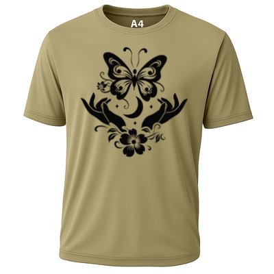 Butterfly flower and Moon Nice Graphic for everyday Comfort Cooling Performance Crew T-Shirt