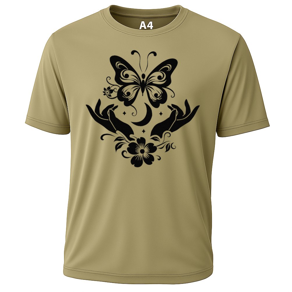 Butterfly flower and Moon Nice Graphic for everyday Comfort Cooling Performance Crew T-Shirt