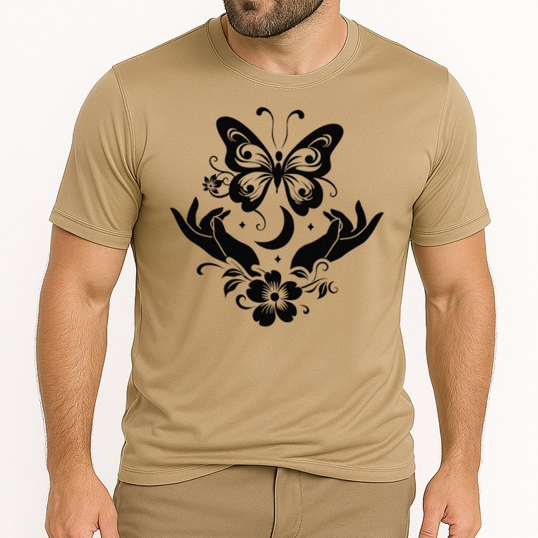 Butterfly flower and Moon Nice Graphic for everyday Comfort Cooling Performance Crew T-Shirt