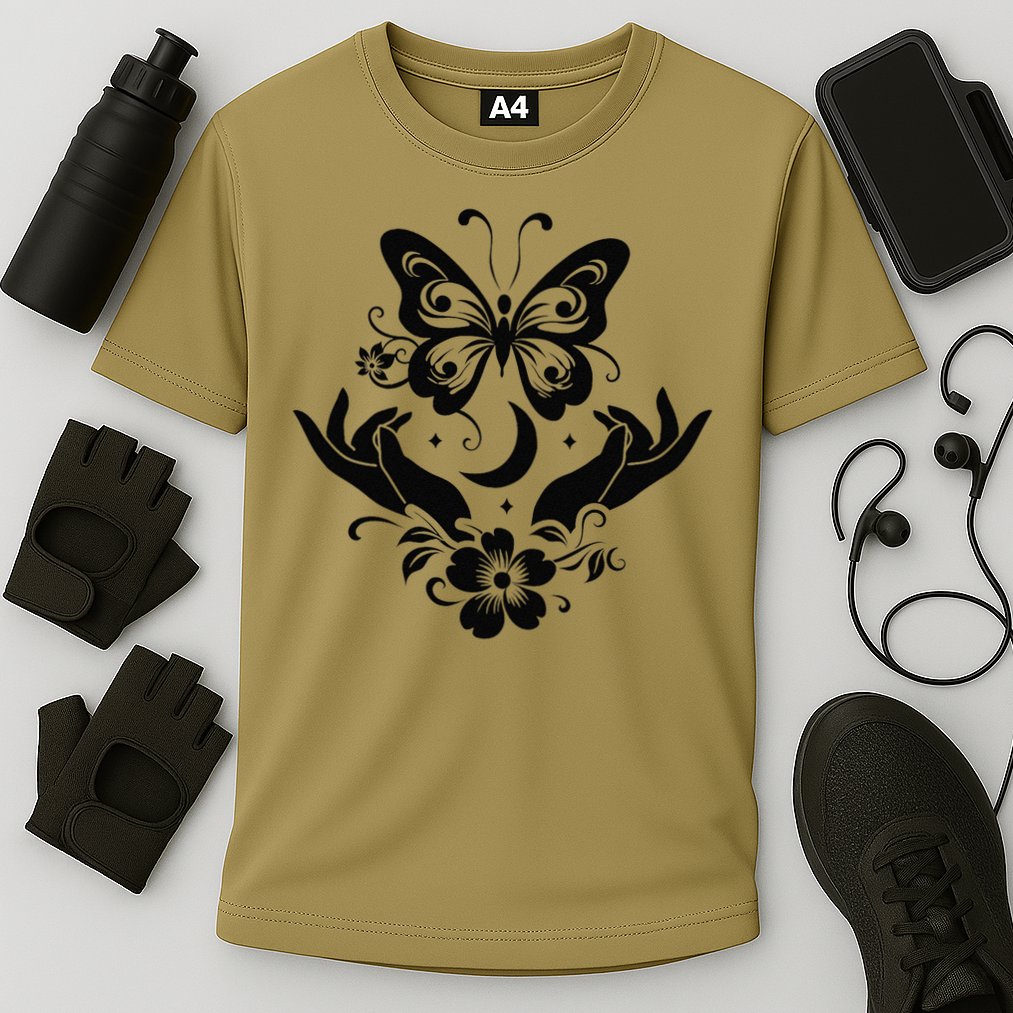 Butterfly flower and Moon Nice Graphic for everyday Comfort Cooling Performance Crew T-Shirt