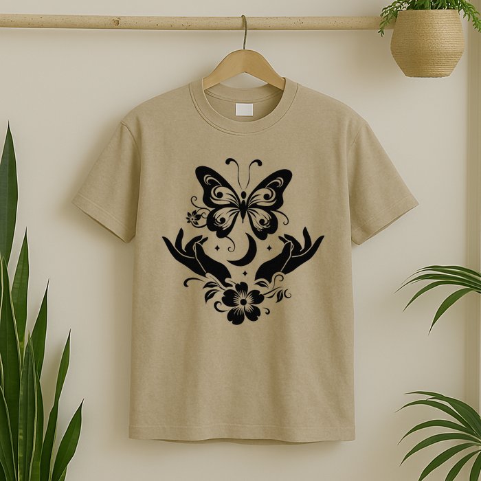 Butterfly flower and Moon Nice Graphic for everyday Comfort T-Shirt