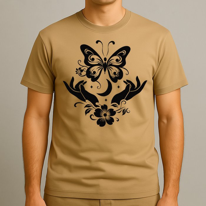 Butterfly flower and Moon Nice Graphic for everyday Comfort T-Shirt
