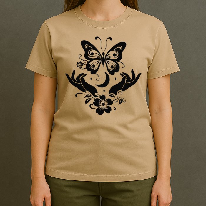 Butterfly flower and Moon Nice Graphic for everyday Comfort T-Shirt