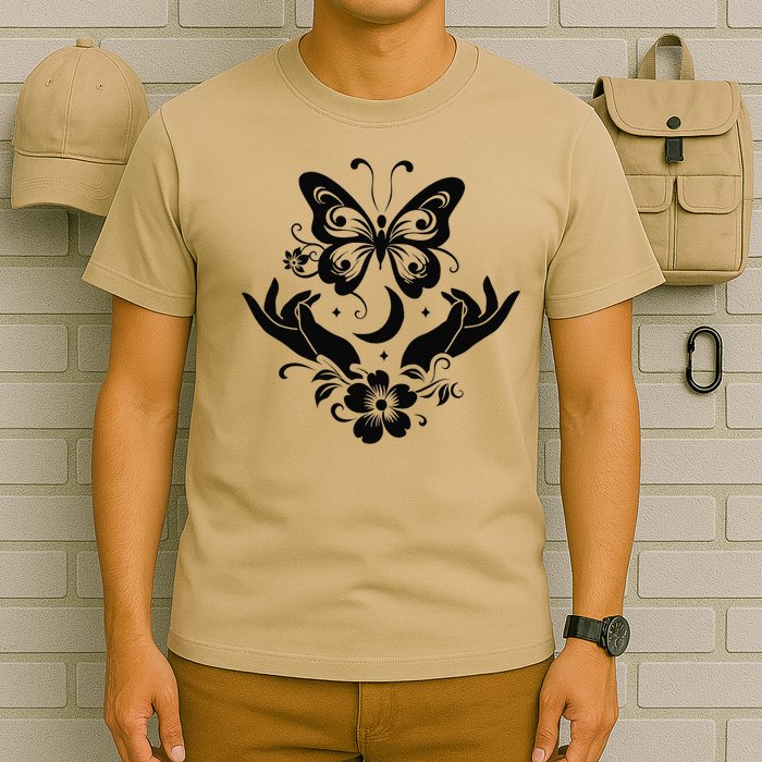 Butterfly flower and Moon Nice Graphic for everyday Comfort T-Shirt