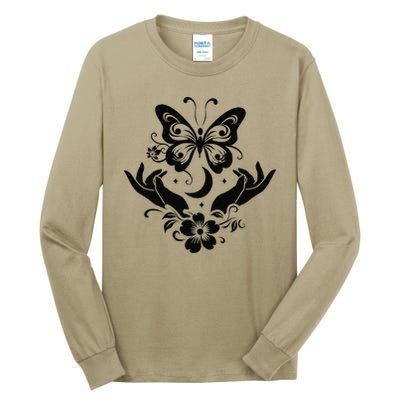 Butterfly flower and Moon Nice Graphic for everyday Comfort Tall Long Sleeve T-Shirt
