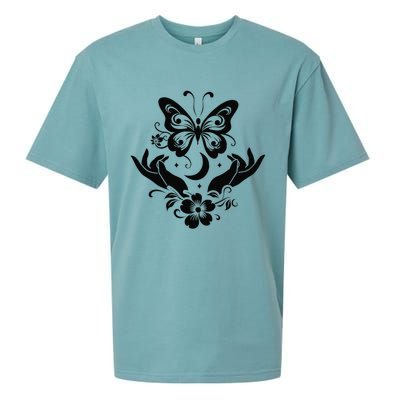 Butterfly flower and Moon Nice Graphic for everyday Comfort Sueded Cloud Jersey T-Shirt