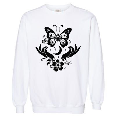 Butterfly flower and Moon Nice Graphic for everyday Comfort Garment-Dyed Sweatshirt