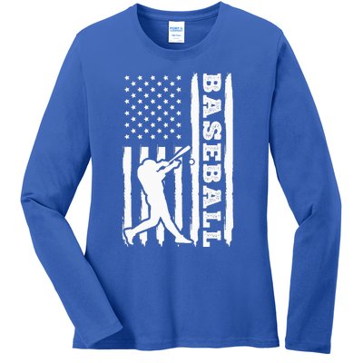 Baseball Flag America Ladies Long Sleeve Shirt