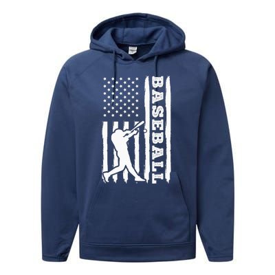 Baseball Flag America Performance Fleece Hoodie