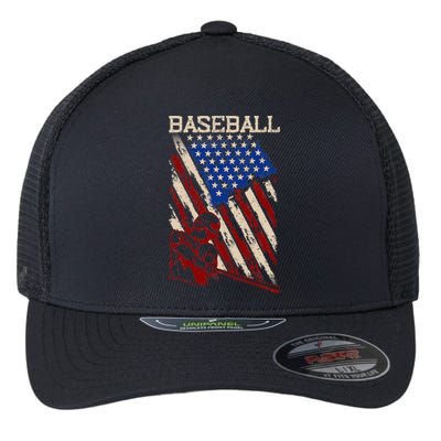 Baseball Fan American Baseball Player USA Flag Baseball Flexfit Unipanel Trucker Cap