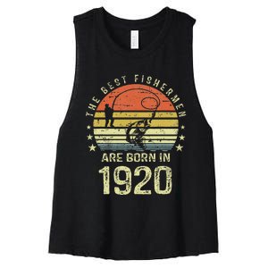 Best Fishermen Are Born In 1920 101st Birthday Fishing Gift Women's Racerback Cropped Tank