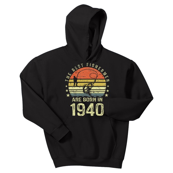 Best Fishermen Are Born In 1940 81st Birthday Fishing Gift Kids Hoodie