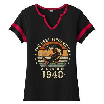 Best Fishermen Are Born In 1940 83rd Birthday Fishing Gifts Ladies Halftime Notch Neck Tee