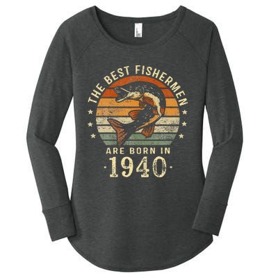 Best Fishermen Are Born In 1940 83rd Birthday Fishing Gifts Women's Perfect Tri Tunic Long Sleeve Shirt