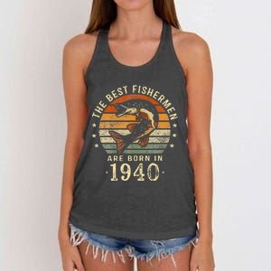 Best Fishermen Are Born In 1940 83rd Birthday Fishing Gifts Women's Knotted Racerback Tank