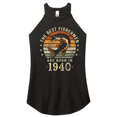 Best Fishermen Are Born In 1940 83rd Birthday Fishing Gifts Women's Perfect Tri Rocker Tank