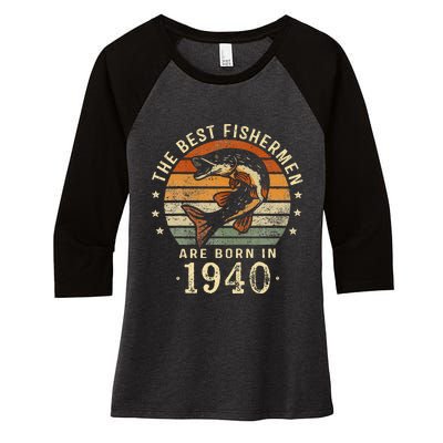 Best Fishermen Are Born In 1940 83rd Birthday Fishing Gifts Women's Tri-Blend 3/4-Sleeve Raglan Shirt