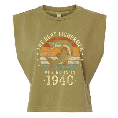 Best Fishermen Are Born In 1940 83rd Birthday Fishing Gifts Garment-Dyed Women's Muscle Tee