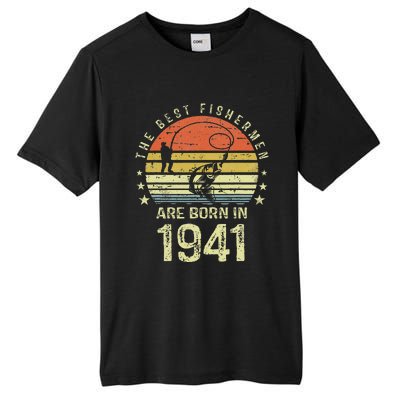 Best Fishermen Are Born In 1941 80th Birthday Fishing Gift Tall Fusion ChromaSoft Performance T-Shirt