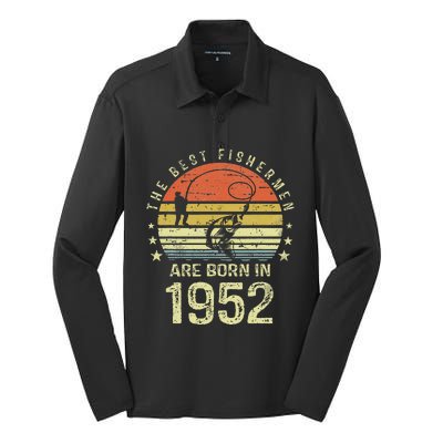 Best Fishermen Are Born In 1952 69th Birthday Fishing Gift Silk Touch Performance Long Sleeve Polo