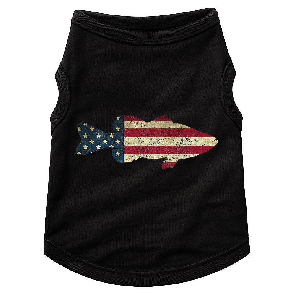 Bass Fishing American Flag Vintage Patriotic Angler Doggie Tank