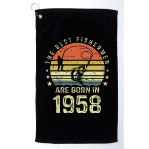 Best Fishermen Are Born In 1958 63rd Birthday Fishing Gift Platinum Collection Golf Towel