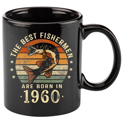 Best Fishermen Are Born In 1960 63rd Birthday Fishing Gifts 11oz C Handle Ceramic Mug