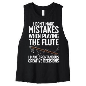 Best Flute Art For Musical Instrument Flute Player Women's Racerback Cropped Tank