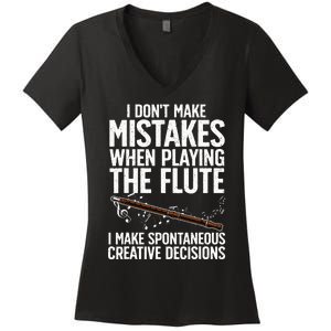 Best Flute Art For Musical Instrument Flute Player Women's V-Neck T-Shirt