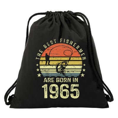 Best Fishermen Are Born In 1965 56th Birthday Fishing Gift Drawstring Bag