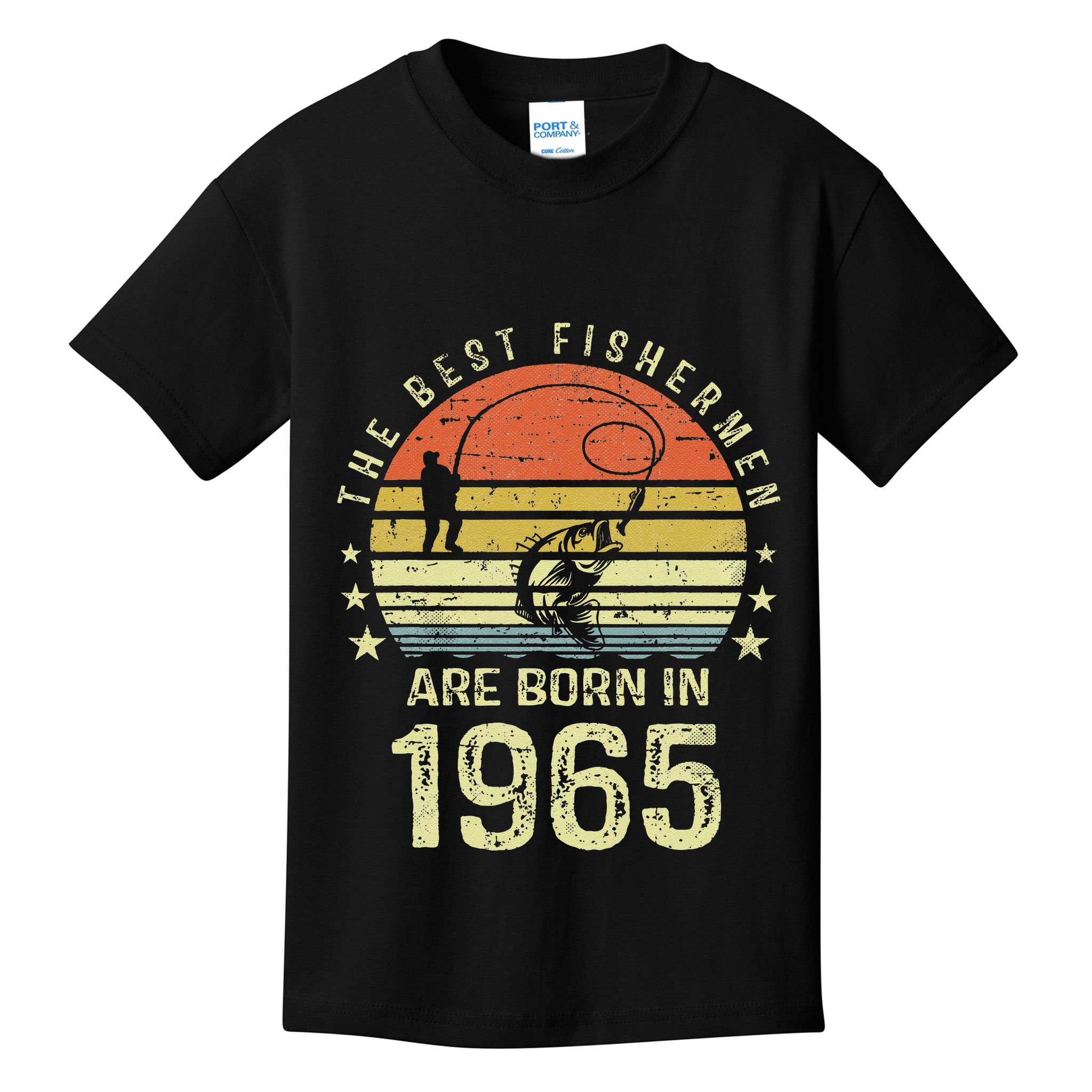 Best Fishermen Are Born In 1965 56th Birthday Fishing Gift Kids T-Shirt