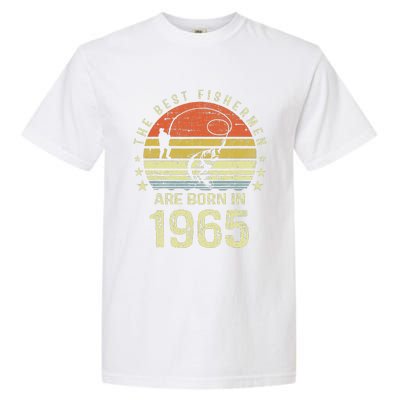 Best Fishermen Are Born In 1965 56th Birthday Fishing Gift Garment-Dyed Heavyweight T-Shirt