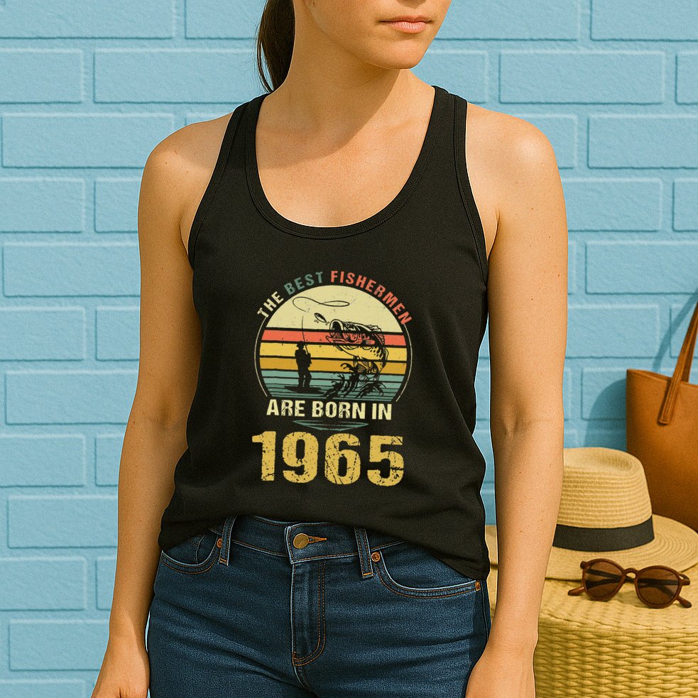 Best Fishermen Are Born In 1965 57th Birthday Fishing Gift Womens Tank Top