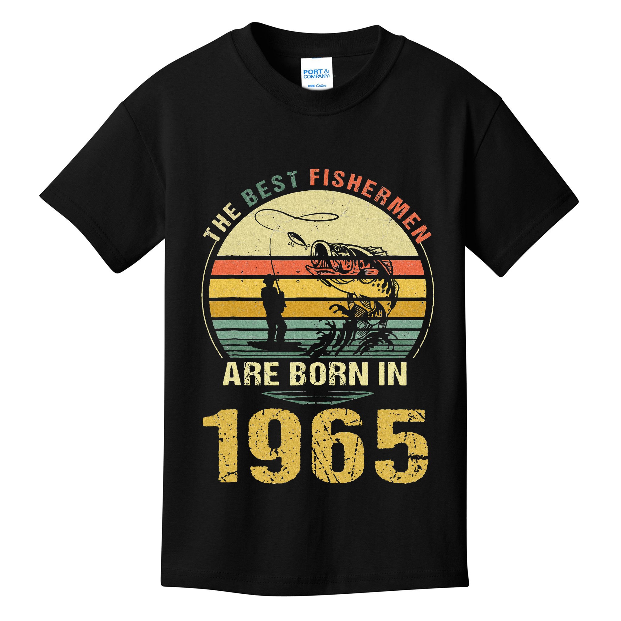 Best Fishermen Are Born In 1965 57th Birthday Fishing Gift Kids T-Shirt