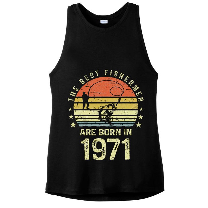 Best Fishermen Are Born In 1971 50th Birthday Fishing Gift Ladies PosiCharge Tri-Blend Wicking Tank