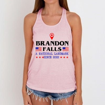 Brandon Falls A National Landmark Funny Trendy Sarcastic Women's Knotted Racerback Tank