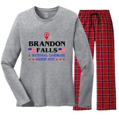 Brandon Falls A National Landmark Funny Trendy Sarcastic Women's Long Sleeve Flannel Pajama Set 