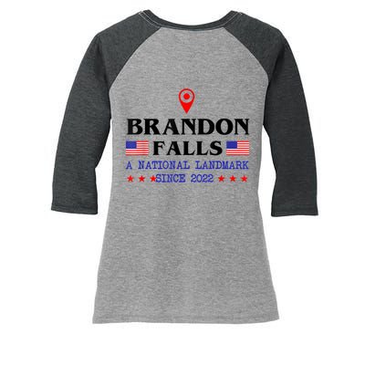 Brandon Falls A National Landmark Funny Trendy Sarcastic Women's Tri-Blend 3/4-Sleeve Raglan Shirt