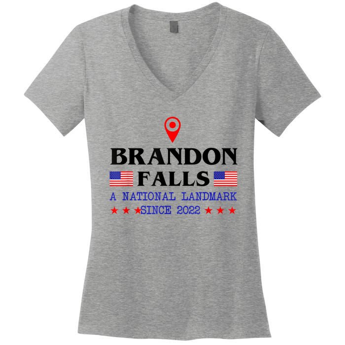 Brandon Falls A National Landmark Funny Trendy Sarcastic Women's V-Neck T-Shirt