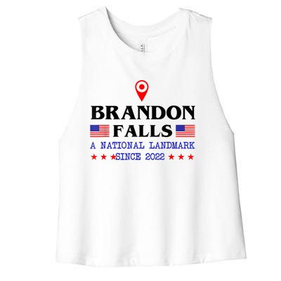 Brandon Falls A National Landmark Funny Trendy Sarcastic Women's Racerback Cropped Tank