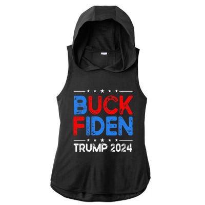 Buck Fiden Anti Biden Funny Impeach Joe Biden Ladies PosiCharge Tri-Blend Wicking Draft Hoodie Tank