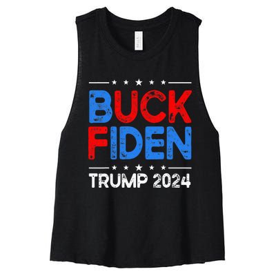 Buck Fiden Anti Biden Funny Impeach Joe Biden Women's Racerback Cropped Tank