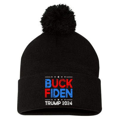 Buck Fiden Anti Biden Funny Impeach Joe Biden Pom Pom 12in Knit Beanie