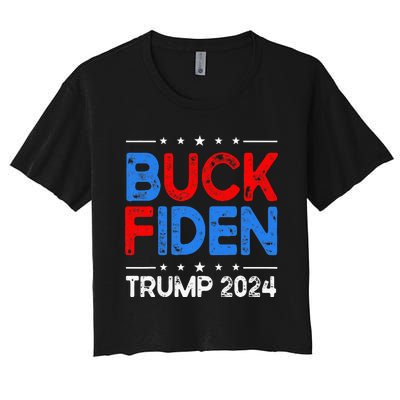 Buck Fiden Anti Biden Funny Impeach Joe Biden Women's Crop Top Tee