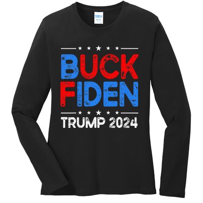 Buck Fiden Anti Biden Funny Impeach Joe Biden Ladies Long Sleeve Shirt