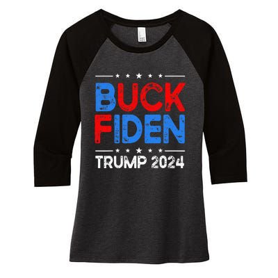 Buck Fiden Anti Biden Funny Impeach Joe Biden Women's Tri-Blend 3/4-Sleeve Raglan Shirt